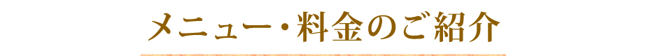 メニュー・料金のご紹介